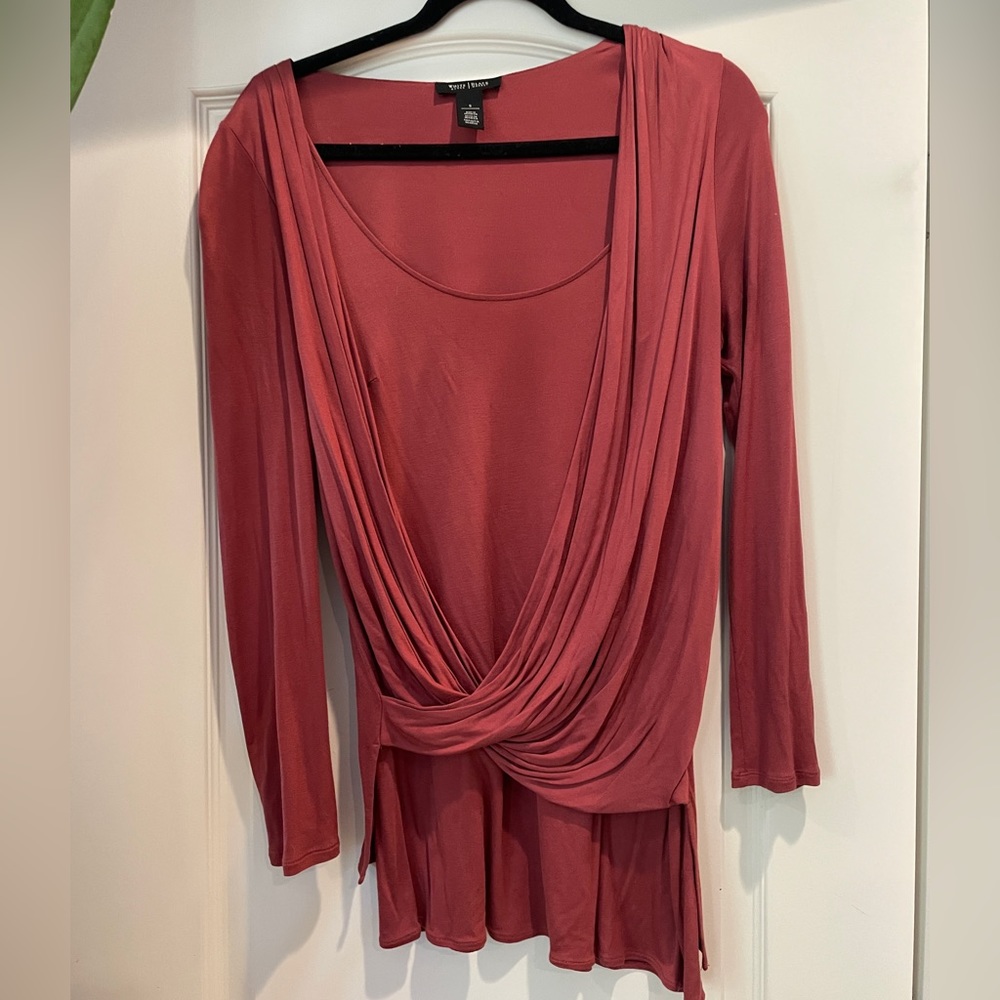 WHBM White House Black Market Surplice Tunic Top Burnt Orange Size Small